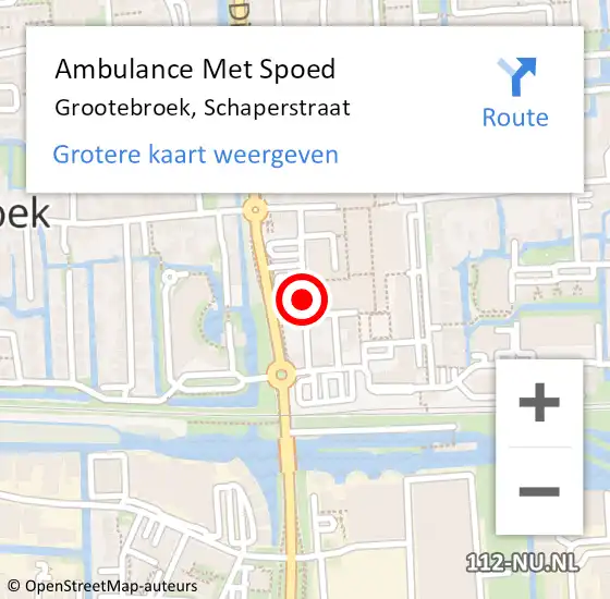 Locatie op kaart van de 112 melding: Ambulance Met Spoed Naar Grootebroek, Schaperstraat op 10 oktober 2019 19:18