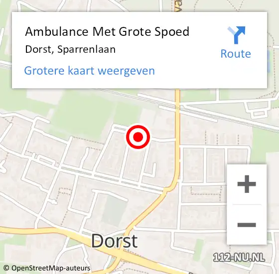 Locatie op kaart van de 112 melding: Ambulance Met Grote Spoed Naar Dorst, Sparrenlaan op 10 oktober 2019 20:06