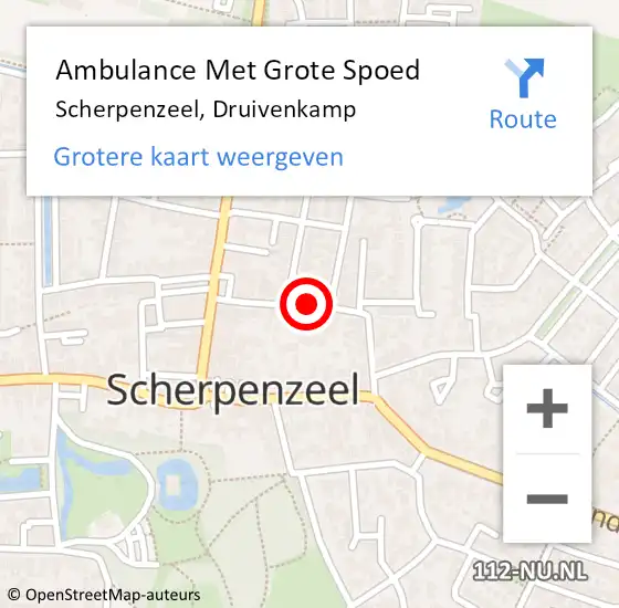 Locatie op kaart van de 112 melding: Ambulance Met Grote Spoed Naar Scherpenzeel, Druivenkamp op 10 oktober 2019 20:45