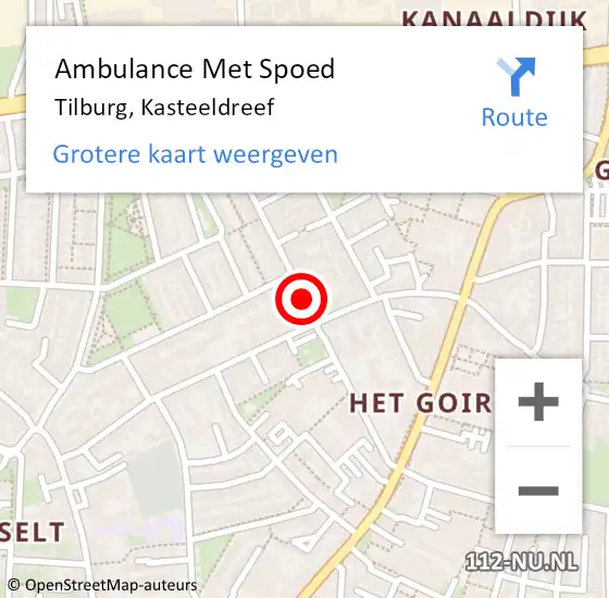 Locatie op kaart van de 112 melding: Ambulance Met Spoed Naar Tilburg, Kasteeldreef op 10 oktober 2019 21:21