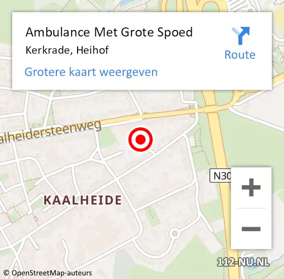 Locatie op kaart van de 112 melding: Ambulance Met Grote Spoed Naar Kerkrade, Heihof op 16 april 2014 11:49