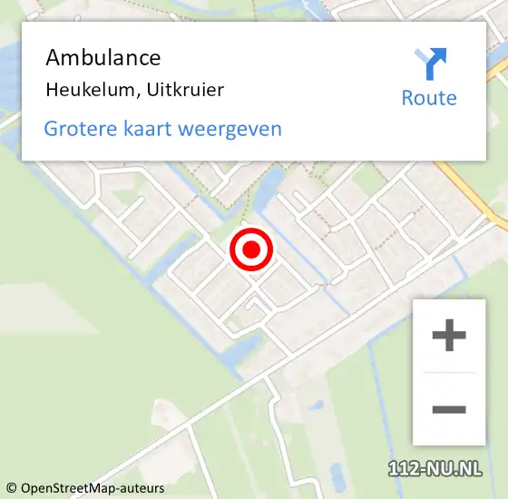 Locatie op kaart van de 112 melding: Ambulance Heukelum, Uitkruier op 16 april 2014 11:54