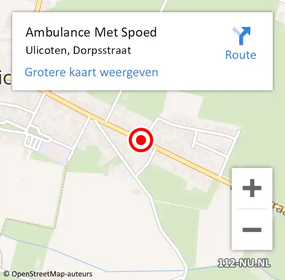 Locatie op kaart van de 112 melding: Ambulance Met Spoed Naar Ulicoten, Dorpsstraat op 11 oktober 2019 00:12