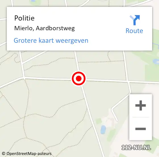 Locatie op kaart van de 112 melding: Politie Mierlo, Aardborstweg op 11 oktober 2019 01:26