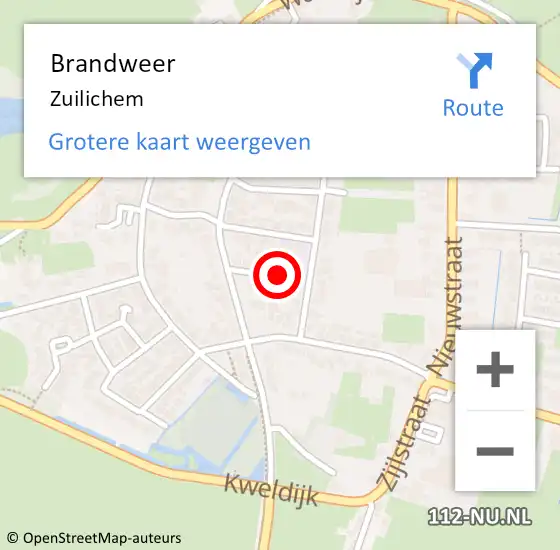 Locatie op kaart van de 112 melding: Brandweer Zuilichem op 11 oktober 2019 02:58