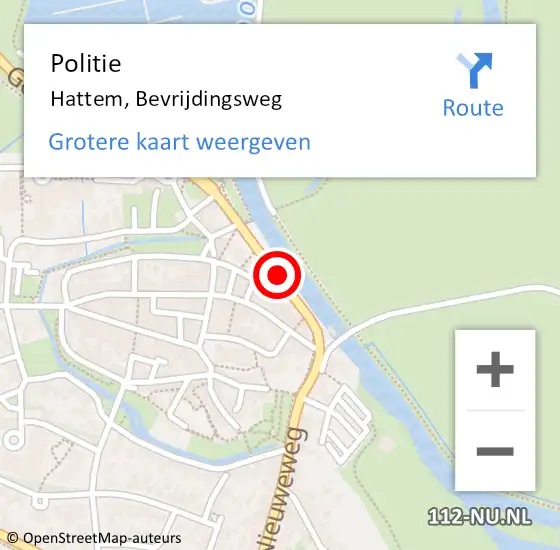 Locatie op kaart van de 112 melding: Politie Hattem, Bevrijdingsweg op 11 oktober 2019 03:16