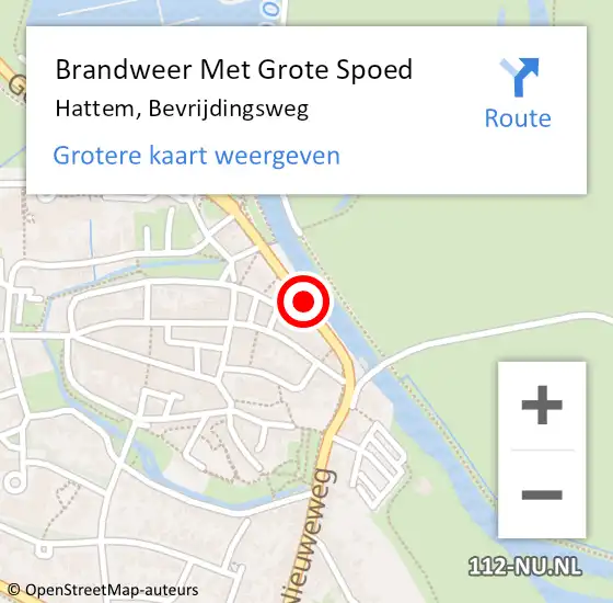 Locatie op kaart van de 112 melding: Brandweer Met Grote Spoed Naar Hattem, Bevrijdingsweg op 11 oktober 2019 03:16