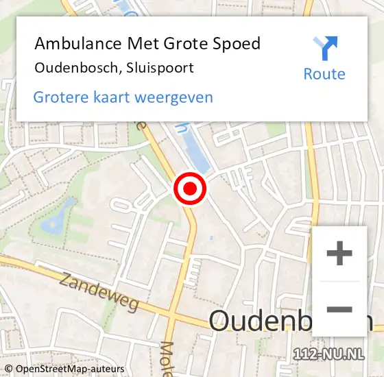 Locatie op kaart van de 112 melding: Ambulance Met Grote Spoed Naar Oudenbosch, Sluispoort op 11 oktober 2019 04:47