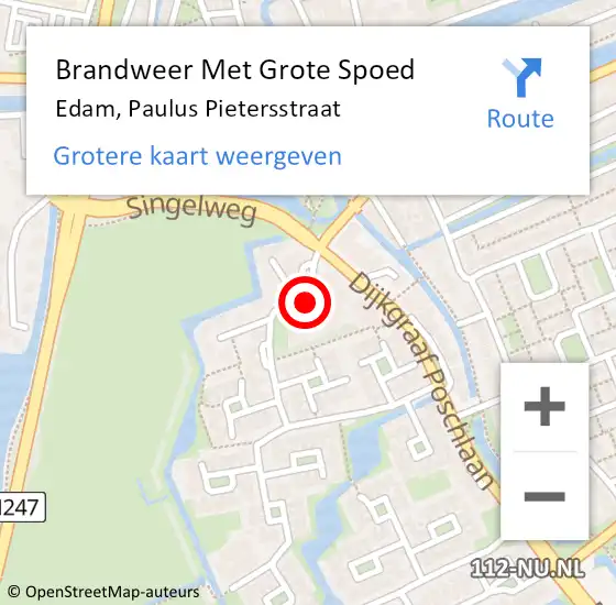 Locatie op kaart van de 112 melding: Brandweer Met Grote Spoed Naar Edam, Paulus Pietersstraat op 11 oktober 2019 06:17