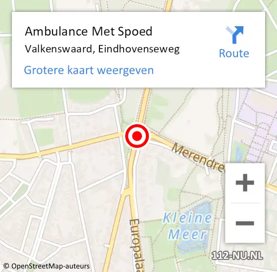 Locatie op kaart van de 112 melding: Ambulance Met Spoed Naar Valkenswaard, Eindhovenseweg op 11 oktober 2019 08:15