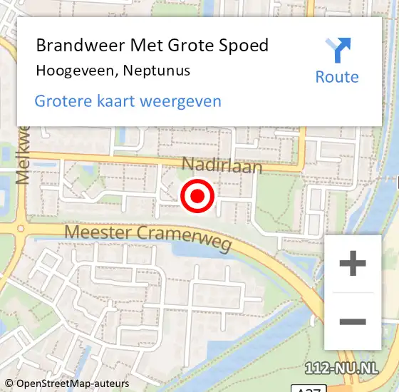 Locatie op kaart van de 112 melding: Brandweer Met Grote Spoed Naar Hoogeveen, Neptunus op 11 oktober 2019 09:14