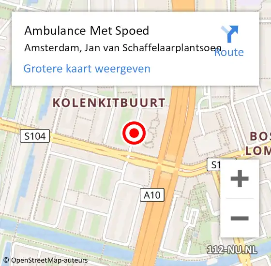 Locatie op kaart van de 112 melding: Ambulance Met Spoed Naar Amsterdam, Jan van Schaffelaarplantsoen op 11 oktober 2019 11:46