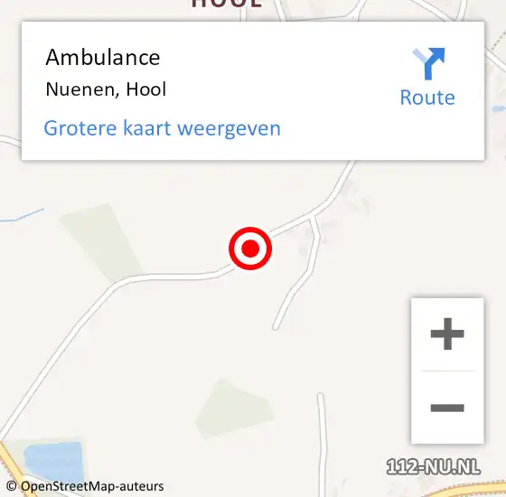 Locatie op kaart van de 112 melding: Ambulance Nuenen, Hool op 11 oktober 2019 12:05