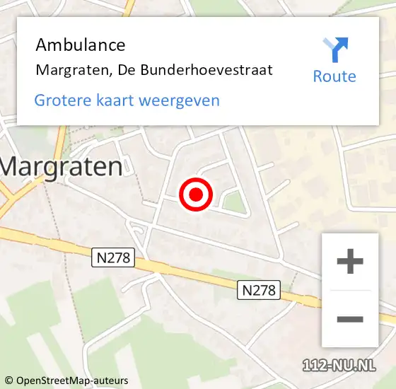 Locatie op kaart van de 112 melding: Ambulance Margraten, De Bunderhoevestraat op 16 april 2014 12:38