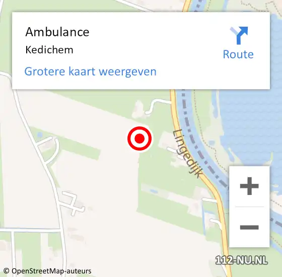 Locatie op kaart van de 112 melding: Ambulance Kedichem op 11 oktober 2019 12:37