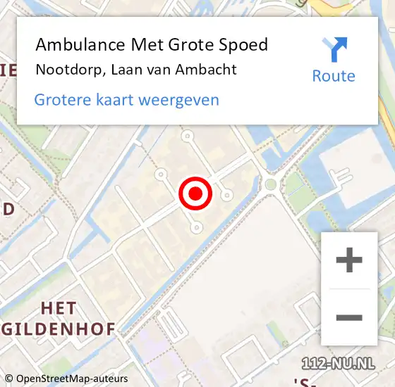 Locatie op kaart van de 112 melding: Ambulance Met Grote Spoed Naar Nootdorp, Laan van Ambacht op 11 oktober 2019 12:54