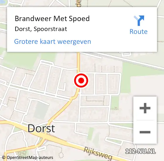 Locatie op kaart van de 112 melding: Brandweer Met Spoed Naar Dorst, Spoorstraat op 16 april 2014 12:45