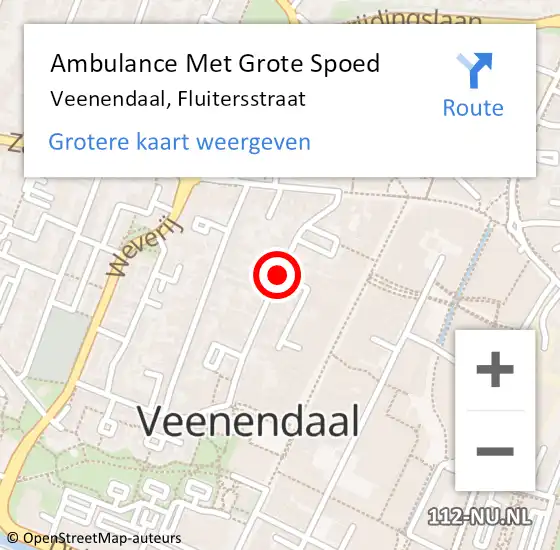 Locatie op kaart van de 112 melding: Ambulance Met Grote Spoed Naar Veenendaal, Fluitersstraat op 11 oktober 2019 13:46
