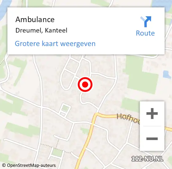 Locatie op kaart van de 112 melding: Ambulance Dreumel, Kanteel op 11 oktober 2019 13:52