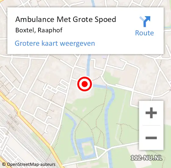 Locatie op kaart van de 112 melding: Ambulance Met Grote Spoed Naar Boxtel, Raaphof op 11 oktober 2019 15:08