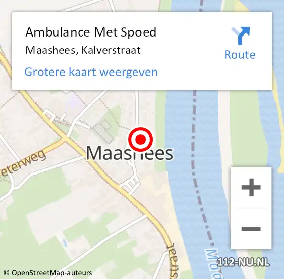 Locatie op kaart van de 112 melding: Ambulance Met Spoed Naar Maashees, Kalverstraat op 16 april 2014 12:57