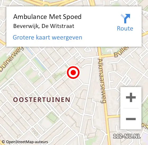 Locatie op kaart van de 112 melding: Ambulance Met Spoed Naar Beverwijk, De Witstraat op 11 oktober 2019 15:57