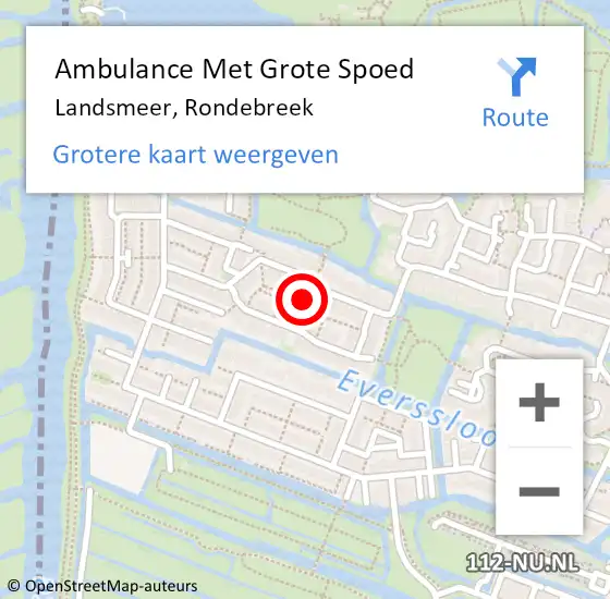 Locatie op kaart van de 112 melding: Ambulance Met Grote Spoed Naar Landsmeer, Rondebreek op 11 oktober 2019 16:47