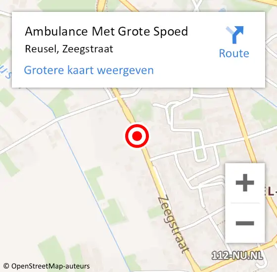 Locatie op kaart van de 112 melding: Ambulance Met Grote Spoed Naar Reusel, Zeegstraat op 11 oktober 2019 17:54