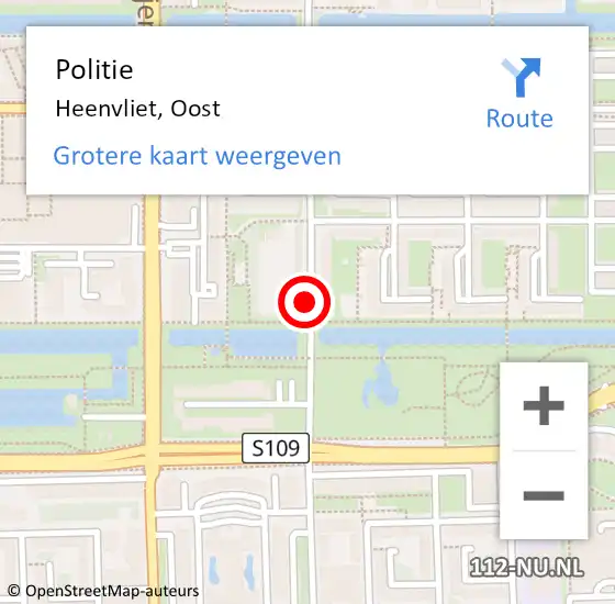 Locatie op kaart van de 112 melding: Politie Heenvliet, Oost op 11 oktober 2019 18:11