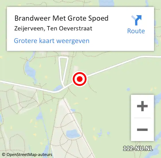 Locatie op kaart van de 112 melding: Brandweer Met Grote Spoed Naar Zeijerveen, Ten Oeverstraat op 11 oktober 2019 18:23