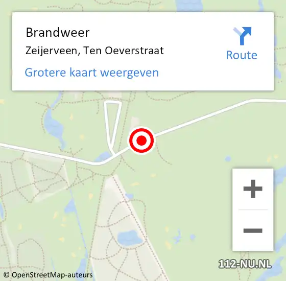 Locatie op kaart van de 112 melding: Brandweer Zeijerveen, Ten Oeverstraat op 11 oktober 2019 18:25