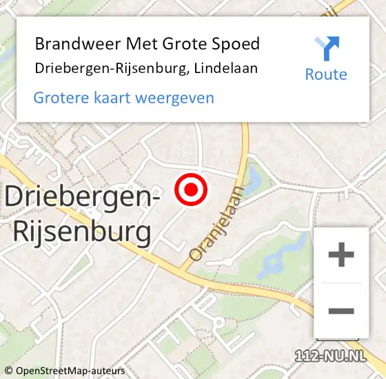 Locatie op kaart van de 112 melding: Brandweer Met Grote Spoed Naar Driebergen-Rijsenburg, Lindelaan op 11 oktober 2019 18:43