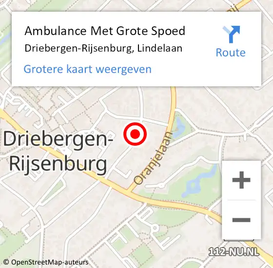 Locatie op kaart van de 112 melding: Ambulance Met Grote Spoed Naar Driebergen-Rijsenburg, Lindelaan op 11 oktober 2019 18:47