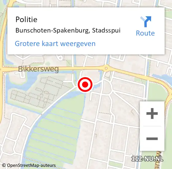 Locatie op kaart van de 112 melding: Politie Bunschoten-Spakenburg, Stadsspui op 11 oktober 2019 18:55