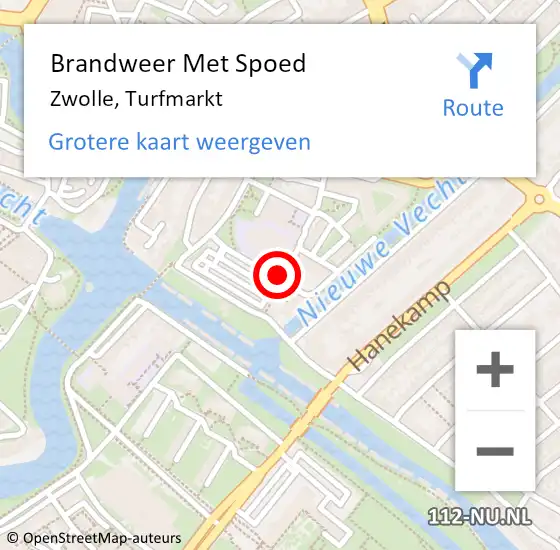 Locatie op kaart van de 112 melding: Brandweer Met Spoed Naar Zwolle, Turfmarkt op 11 oktober 2019 19:47