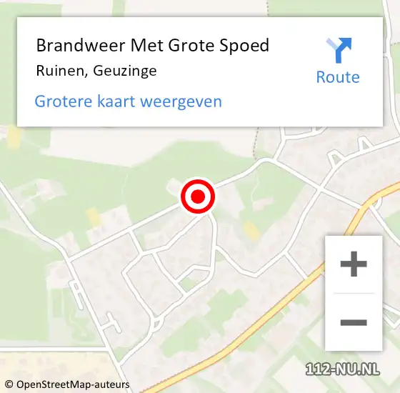 Locatie op kaart van de 112 melding: Brandweer Met Grote Spoed Naar Ruinen, Geuzinge op 11 oktober 2019 20:43