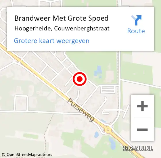 Locatie op kaart van de 112 melding: Brandweer Met Grote Spoed Naar Hoogerheide, Couwenberghstraat op 28 september 2013 23:26