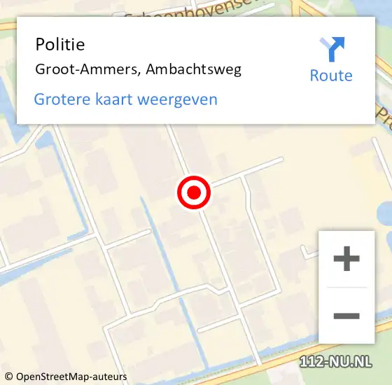 Locatie op kaart van de 112 melding: Politie Groot-Ammers, Ambachtsweg op 11 oktober 2019 21:01