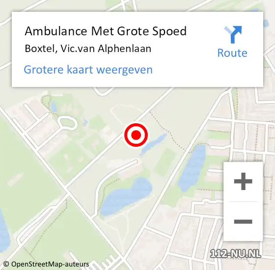 Locatie op kaart van de 112 melding: Ambulance Met Grote Spoed Naar Boxtel, Vic.van Alphenlaan op 11 oktober 2019 21:30