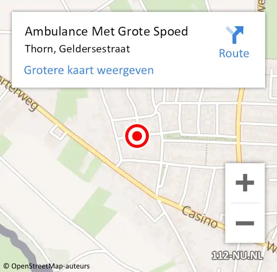 Locatie op kaart van de 112 melding: Ambulance Met Grote Spoed Naar Thorn, Geldersestraat op 11 oktober 2019 21:44