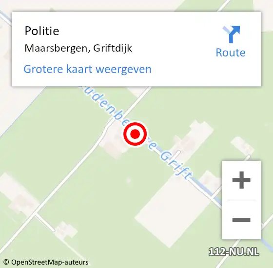 Locatie op kaart van de 112 melding: Politie Maarsbergen, Griftdijk op 11 oktober 2019 22:28