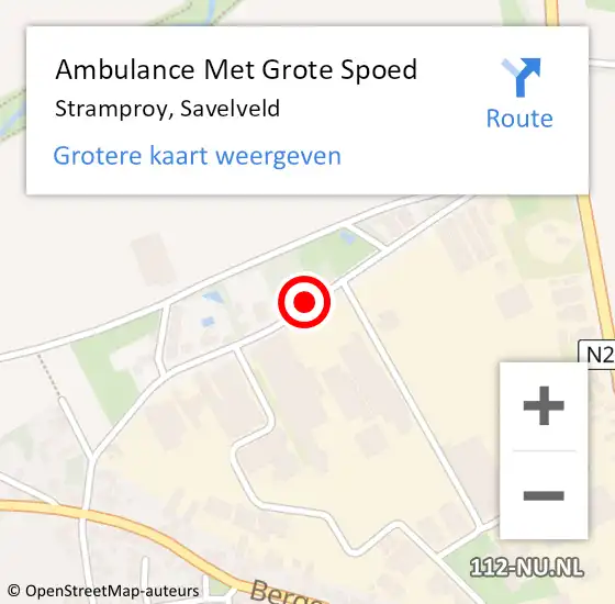 Locatie op kaart van de 112 melding: Ambulance Met Grote Spoed Naar Stramproy, Savelveld op 11 oktober 2019 23:08