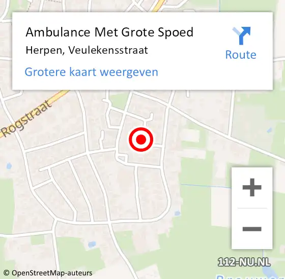 Locatie op kaart van de 112 melding: Ambulance Met Grote Spoed Naar Herpen, Veulekensstraat op 11 oktober 2019 23:24