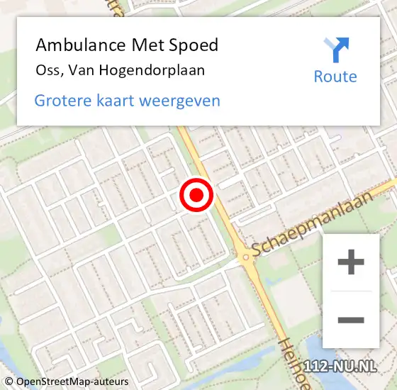 Locatie op kaart van de 112 melding: Ambulance Met Spoed Naar Oss, Van Hogendorplaan op 11 oktober 2019 23:28