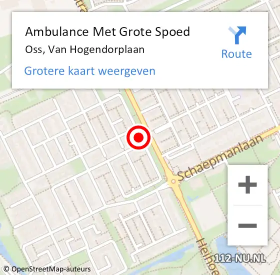 Locatie op kaart van de 112 melding: Ambulance Met Grote Spoed Naar Oss, Van Hogendorplaan op 11 oktober 2019 23:32