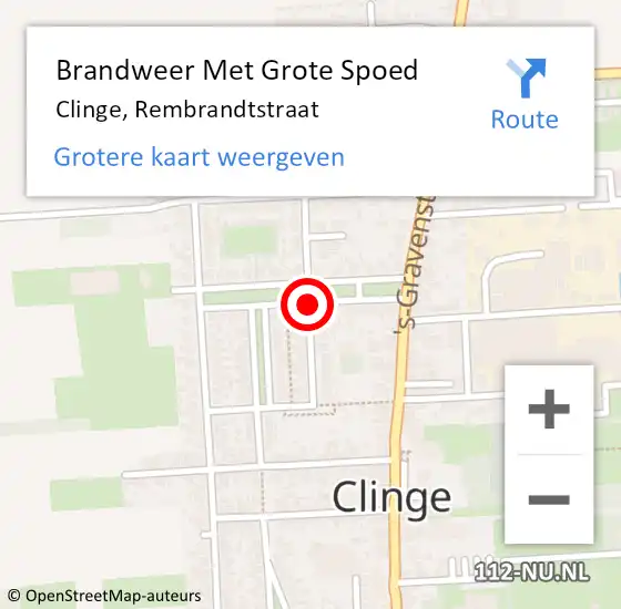 Locatie op kaart van de 112 melding: Brandweer Met Grote Spoed Naar Clinge, Rembrandtstraat op 11 oktober 2019 23:46