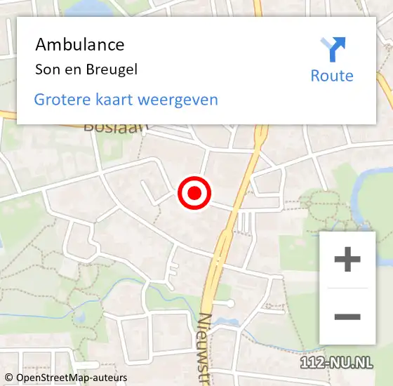 Locatie op kaart van de 112 melding: Ambulance Son en Breugel op 12 oktober 2019 01:34