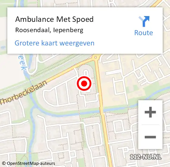 Locatie op kaart van de 112 melding: Ambulance Met Spoed Naar Roosendaal, Iepenberg op 12 oktober 2019 03:00