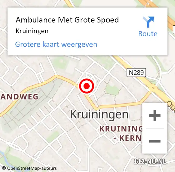 Locatie op kaart van de 112 melding: Ambulance Met Grote Spoed Naar Kruiningen op 12 oktober 2019 05:07