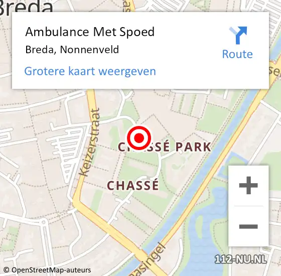 Locatie op kaart van de 112 melding: Ambulance Met Spoed Naar Breda, Nonnenveld op 12 oktober 2019 05:53